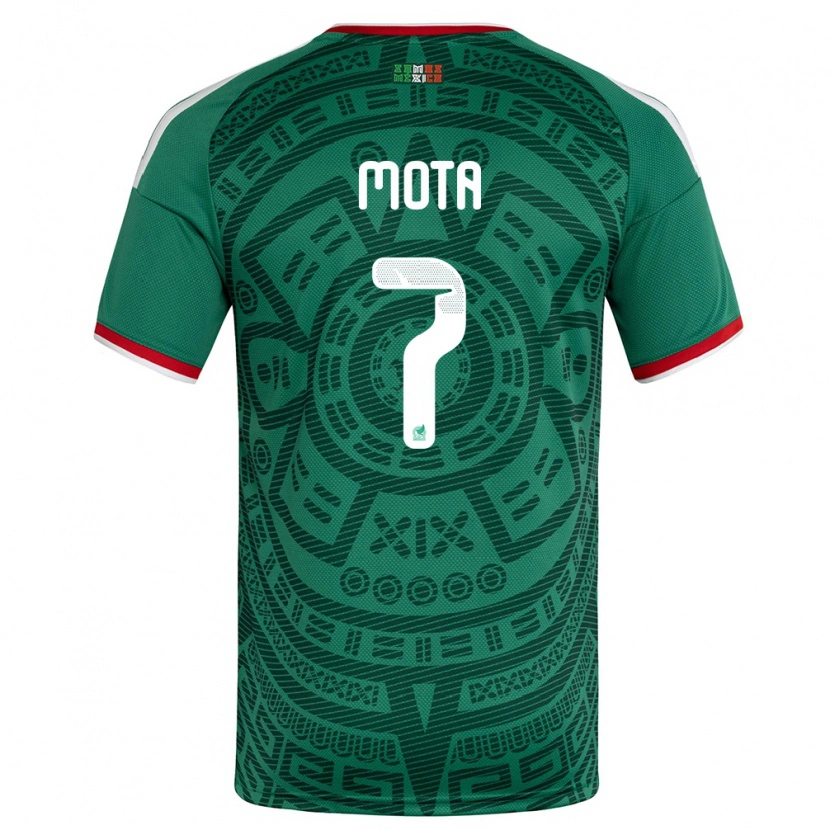 Danxen Hombre Camiseta México Noé Mota #7 Verde Blanco Rojo 1ª Equipación 26-28 La Camisa México
