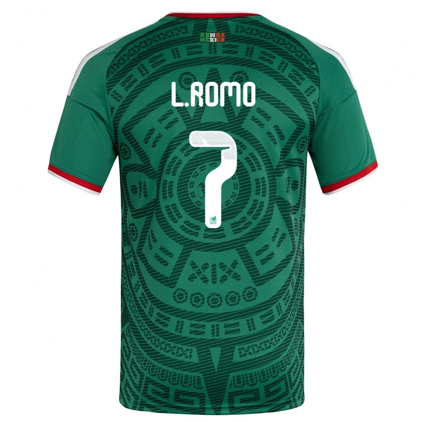 Danxen Hombre Camiseta México Luis Romo #7 Verde Blanco Rojo 1ª Equipación 26-28 La Camisa México