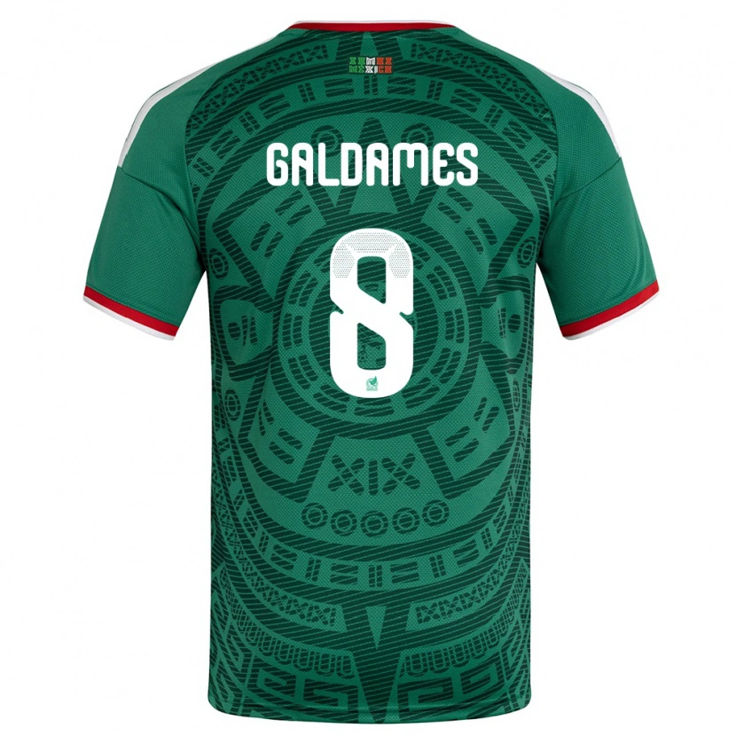 Danxen Hombre Camiseta México Benjamin Galdames #8 Verde Blanco Rojo 1ª Equipación 26-28 La Camisa México