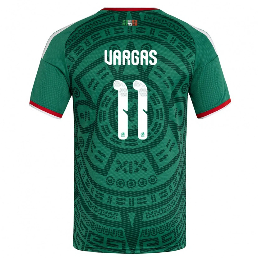 Danxen Hombre Camiseta México Uziel Vargas #11 Verde Blanco Rojo 1ª Equipación 26-28 La Camisa México