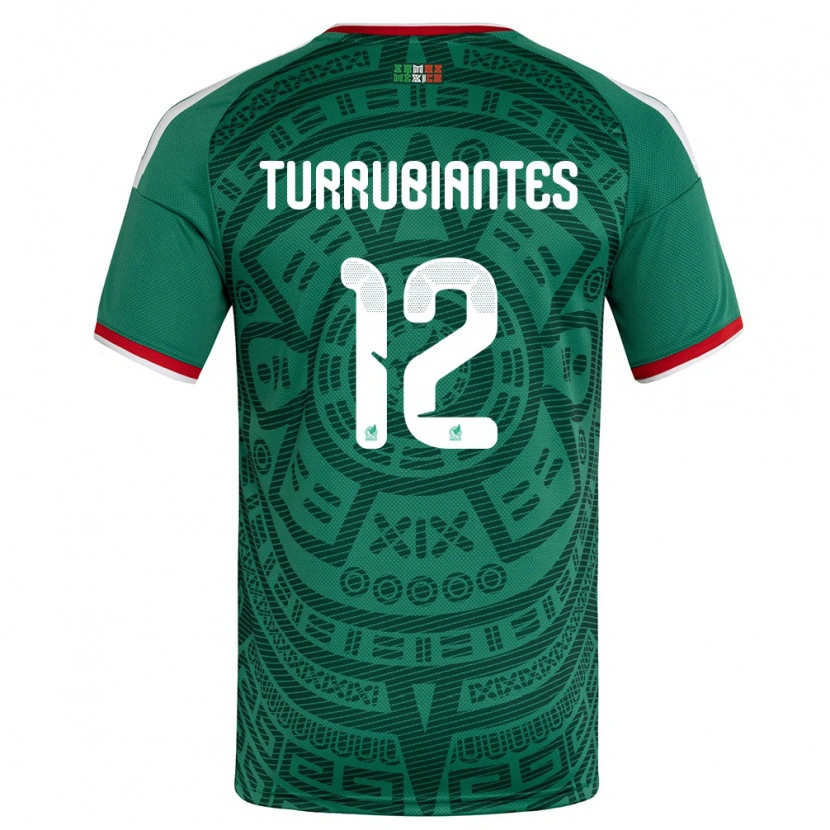 Danxen Hombre Camiseta México Abdon Turrubiates #12 Verde Blanco Rojo 1ª Equipación 26-28 La Camisa México