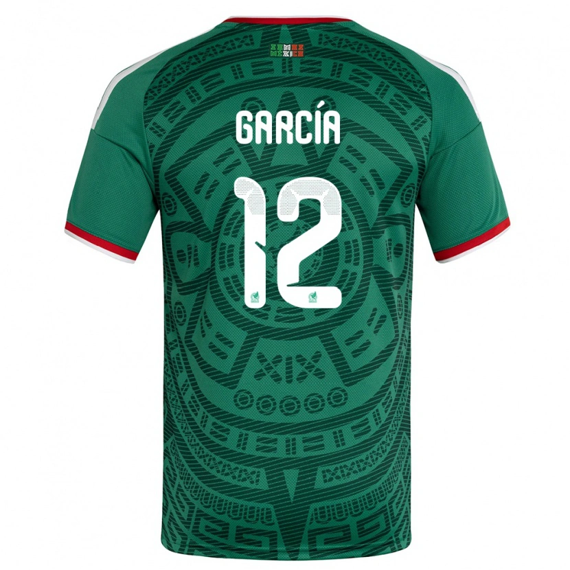 Danxen Hombre Camiseta México Eduardo Garcia #12 Verde Blanco Rojo 1ª Equipación 26-28 La Camisa México