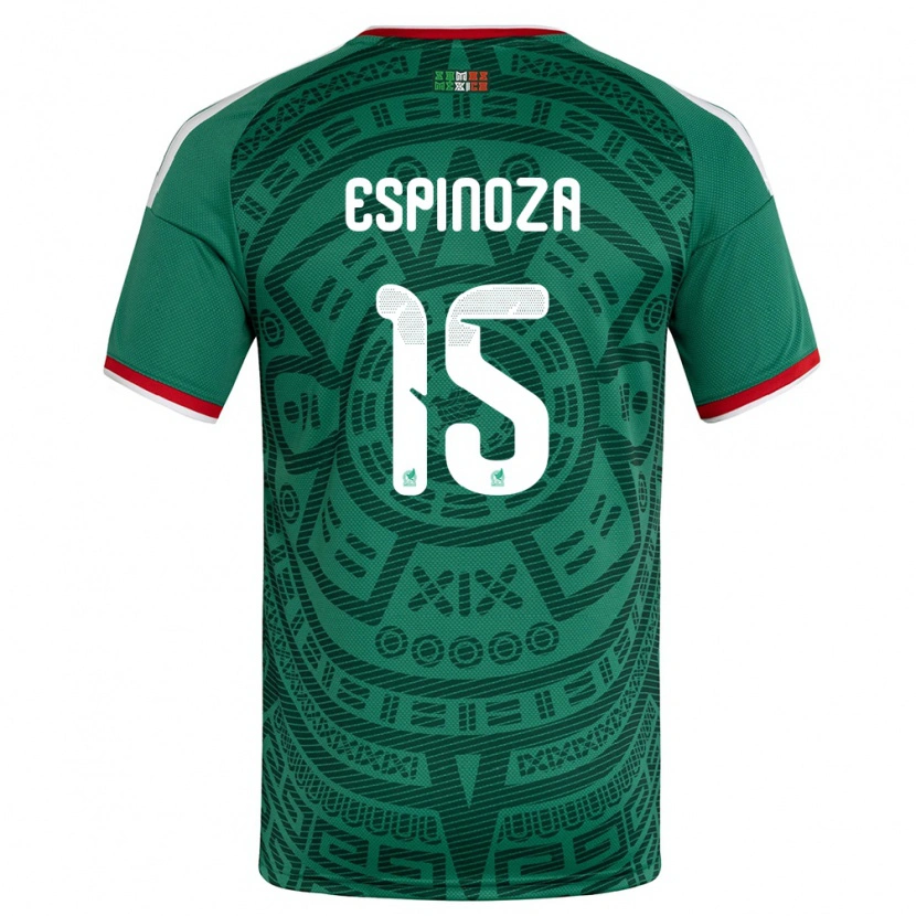 Danxen Hombre Camiseta México Greta Espinoza #15 Verde Blanco Rojo 1ª Equipación 26-28 La Camisa México