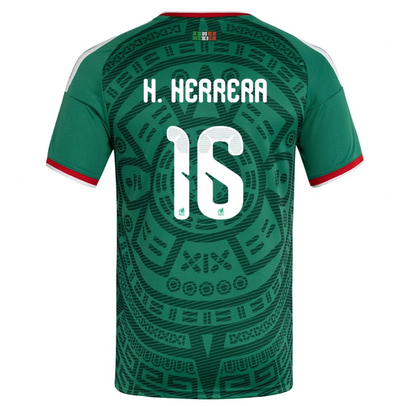 Danxen Hombre Camiseta México Hector Herrera #16 Verde Blanco Rojo 1ª Equipación 26-28 La Camisa México