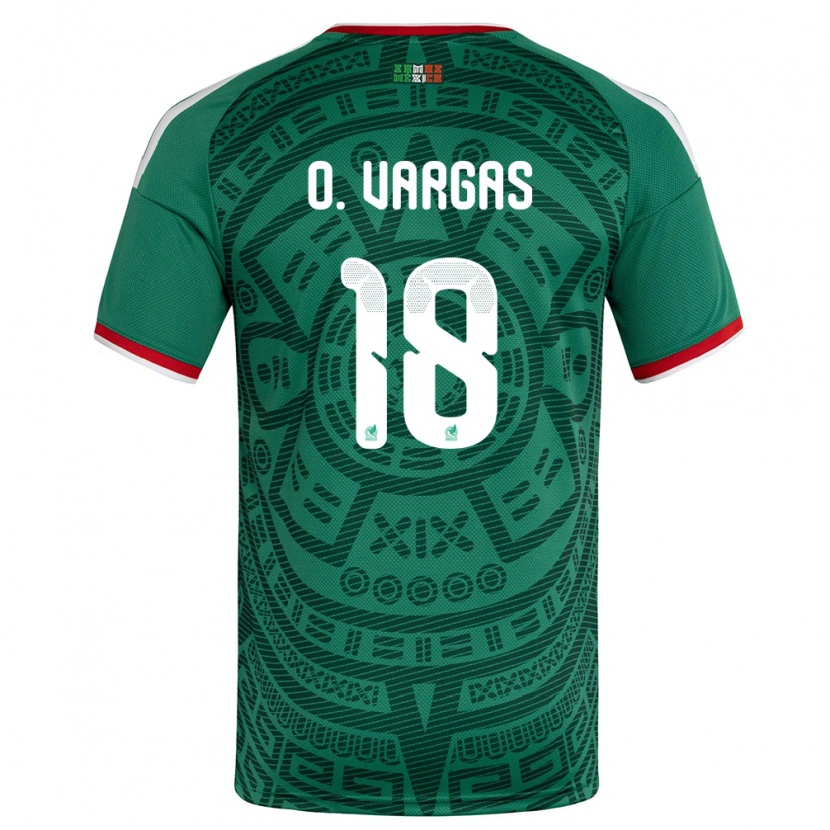 Danxen Hombre Camiseta México Obed Vargas #18 Verde Blanco Rojo 1ª Equipación 26-28 La Camisa México