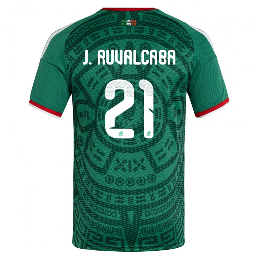 Danxen Hombre Camiseta México Jorge Ruvalcaba #21 Verde Blanco Rojo 1ª Equipación 26-28 La Camisa México