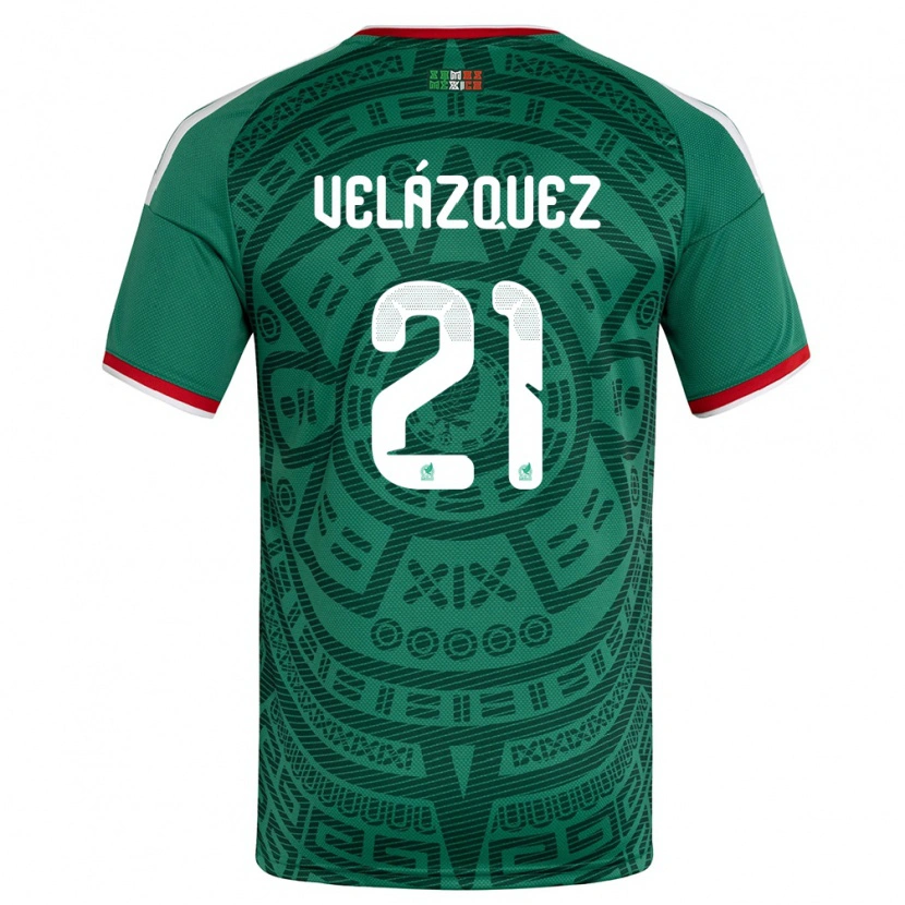 Danxen Hombre Camiseta México Matías Velázquez #21 Verde Blanco Rojo 1ª Equipación 26-28 La Camisa México