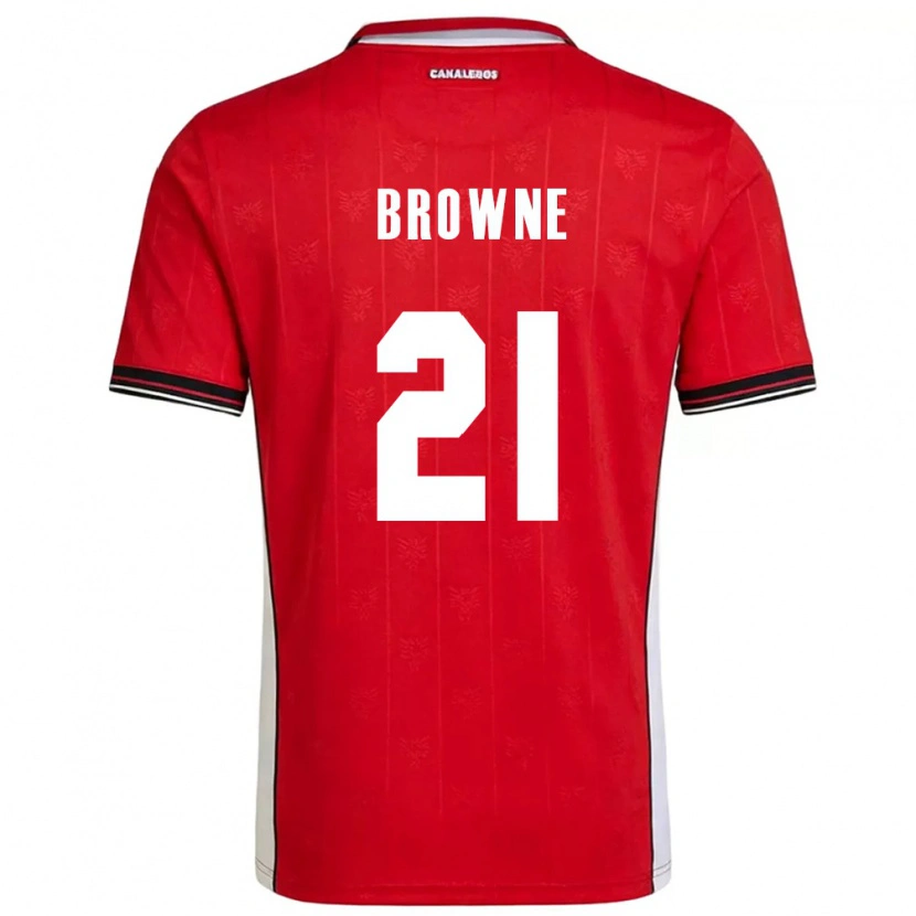 Danxen Hombre Camiseta Panamá Omar Browne #21 Rojo Marrón Blanco 1ª Equipación 26-28 La Camisa México