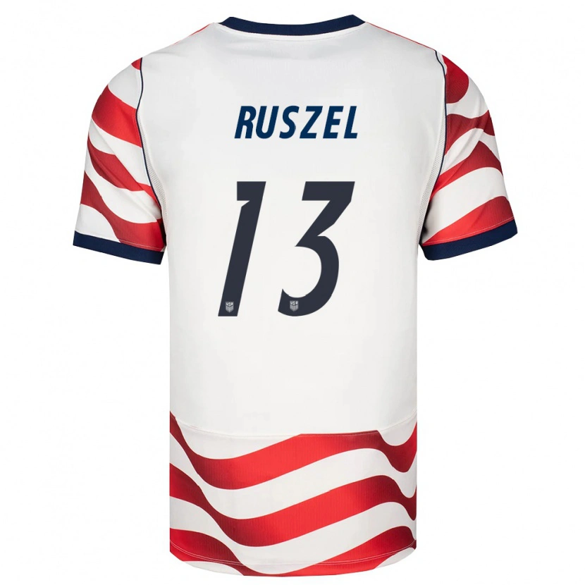 Danxen Hombre Camiseta Estados Unidos Marcel Ruszel #13 Rojo Blanco Negro 1ª Equipación 26-28 La Camisa México