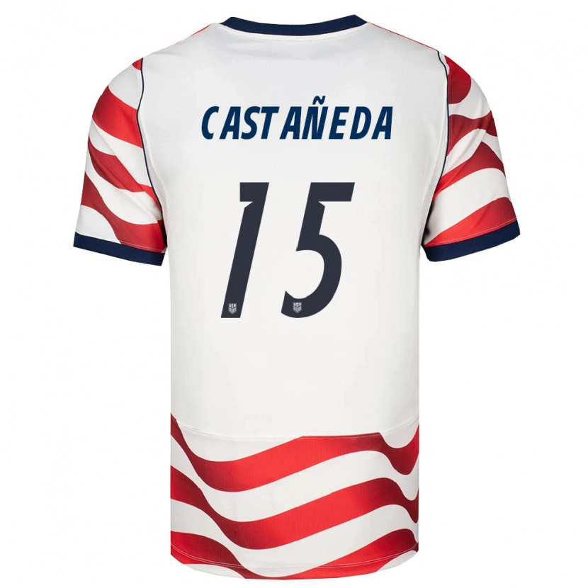 Danxen Hombre Camiseta Estados Unidos Santiago Castañeda #15 Rojo Blanco Negro 1ª Equipación 26-28 La Camisa México