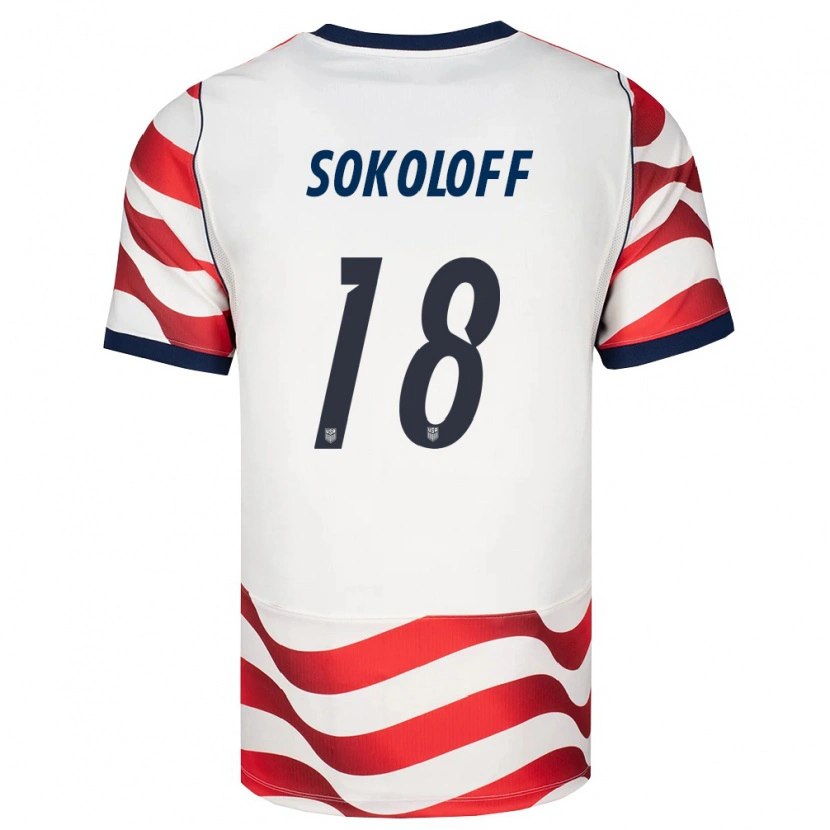 Danxen Hombre Camiseta Estados Unidos Paul Sokoloff #18 Rojo Blanco Negro 1ª Equipación 26-28 La Camisa México