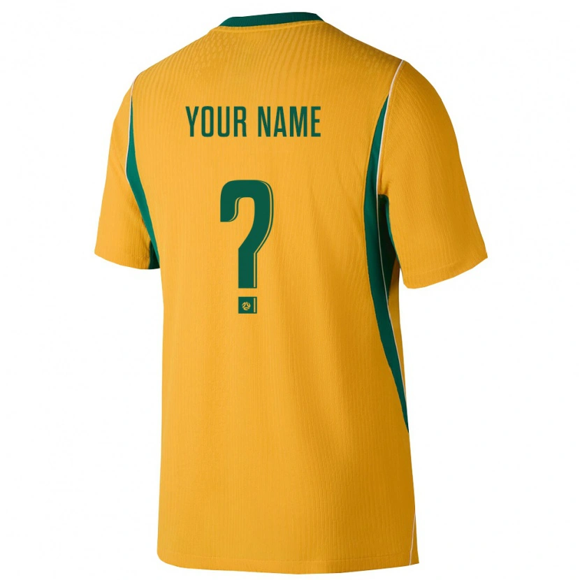 Danxen Hombre Camiseta Australia Su Nombre #0 Amarillo Verde 1ª Equipación 26-28 La Camisa México