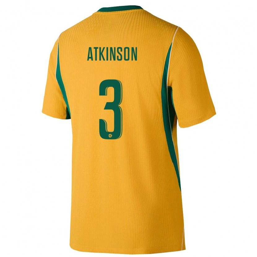 Danxen Hombre Camiseta Australia Nathaniel Atkinson #3 Amarillo Verde 1ª Equipación 26-28 La Camisa México