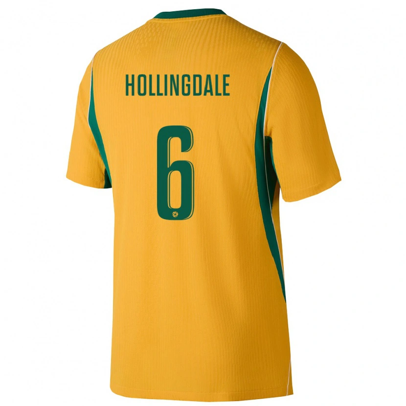Danxen Hombre Camiseta Australia Ryley Hollingdale #6 Amarillo Verde 1ª Equipación 26-28 La Camisa México