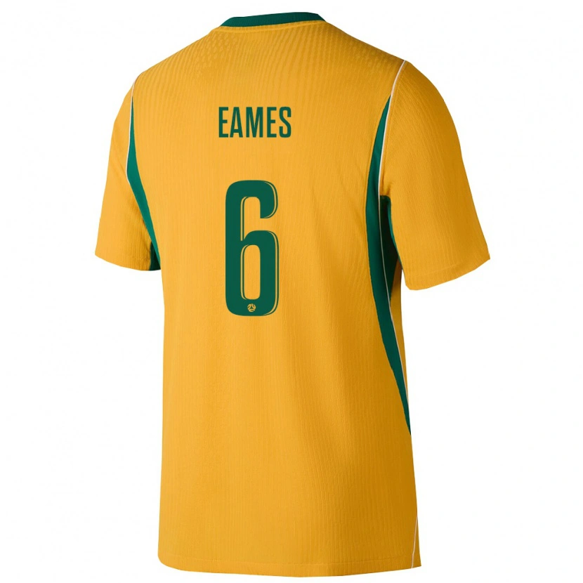 Danxen Hombre Camiseta Australia Haine Eames #6 Amarillo Verde 1ª Equipación 26-28 La Camisa México