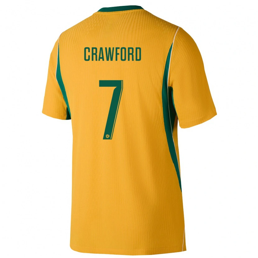 Danxen Hombre Camiseta Australia Harry Crawford #7 Amarillo Verde 1ª Equipación 26-28 La Camisa México