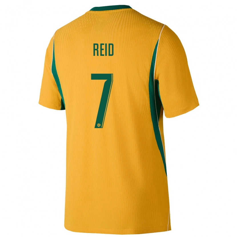 Danxen Hombre Camiseta Australia Ashton Reid #7 Amarillo Verde 1ª Equipación 26-28 La Camisa México