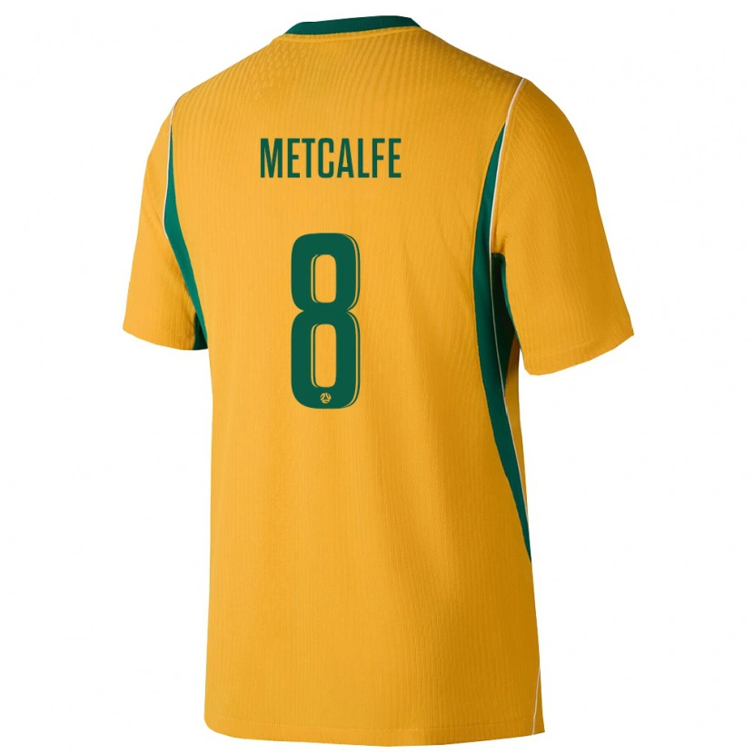 Danxen Hombre Camiseta Australia Connor Metcalfe #8 Amarillo Verde 1ª Equipación 26-28 La Camisa México