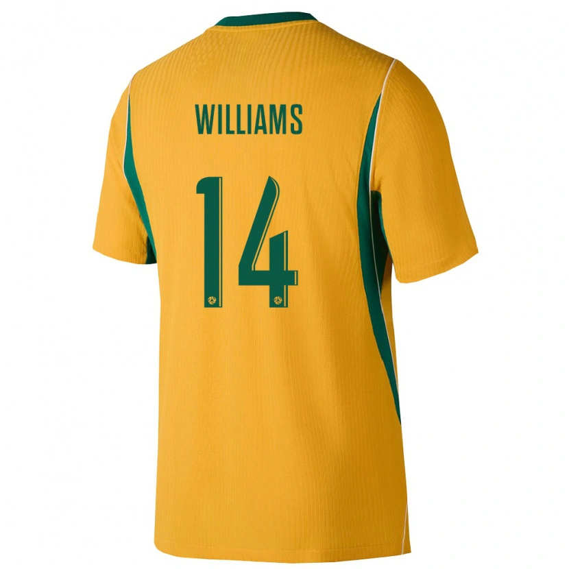 Danxen Hombre Camiseta Australia Tyler Williams #14 Amarillo Verde 1ª Equipación 26-28 La Camisa México