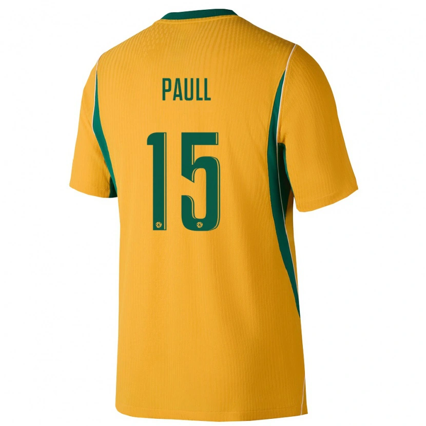 Danxen Hombre Camiseta Australia Nathan Paull #15 Amarillo Verde 1ª Equipación 26-28 La Camisa México