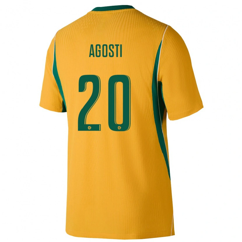 Danxen Hombre Camiseta Australia Louis Agosti #20 Amarillo Verde 1ª Equipación 26-28 La Camisa México
