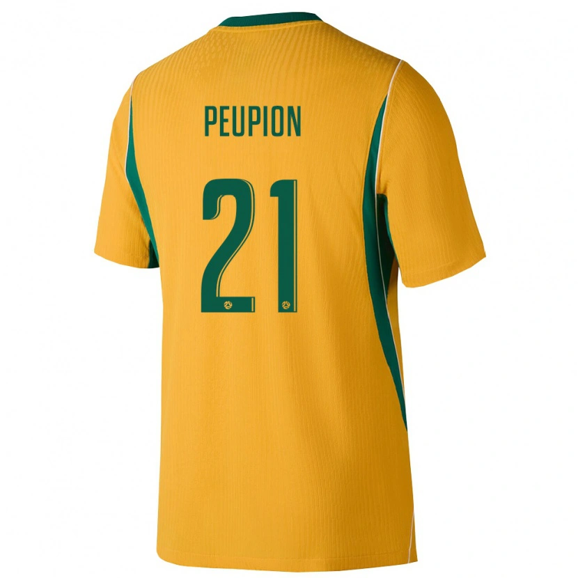 Danxen Hombre Camiseta Australia Cameron Peupion #21 Amarillo Verde 1ª Equipación 26-28 La Camisa México