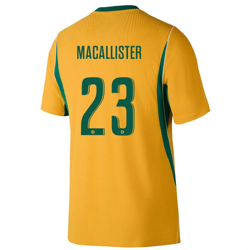 Danxen Hombre Camiseta Australia Mathias Macallister #23 Amarillo Verde 1ª Equipación 26-28 La Camisa México