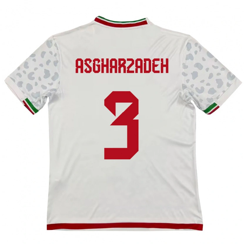 Danxen Hombre Camiseta Irán Ali Asgharzadeh #3 Blanco Rojo 1ª Equipación 26-28 La Camisa México