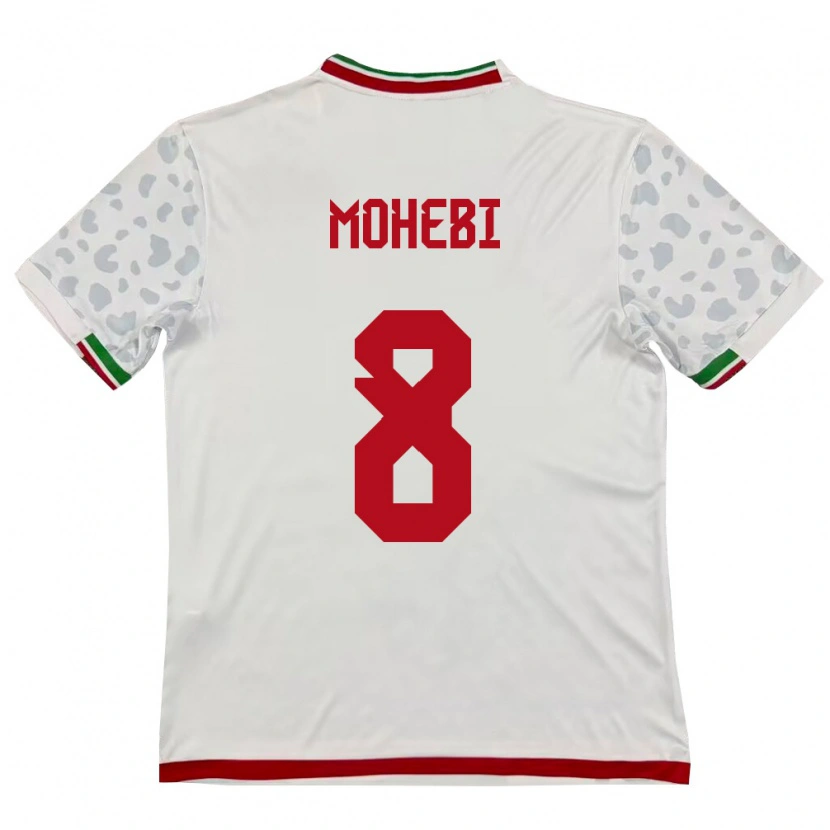 Danxen Hombre Camiseta Irán Mohammad Mohebi #8 Blanco Rojo 1ª Equipación 26-28 La Camisa México