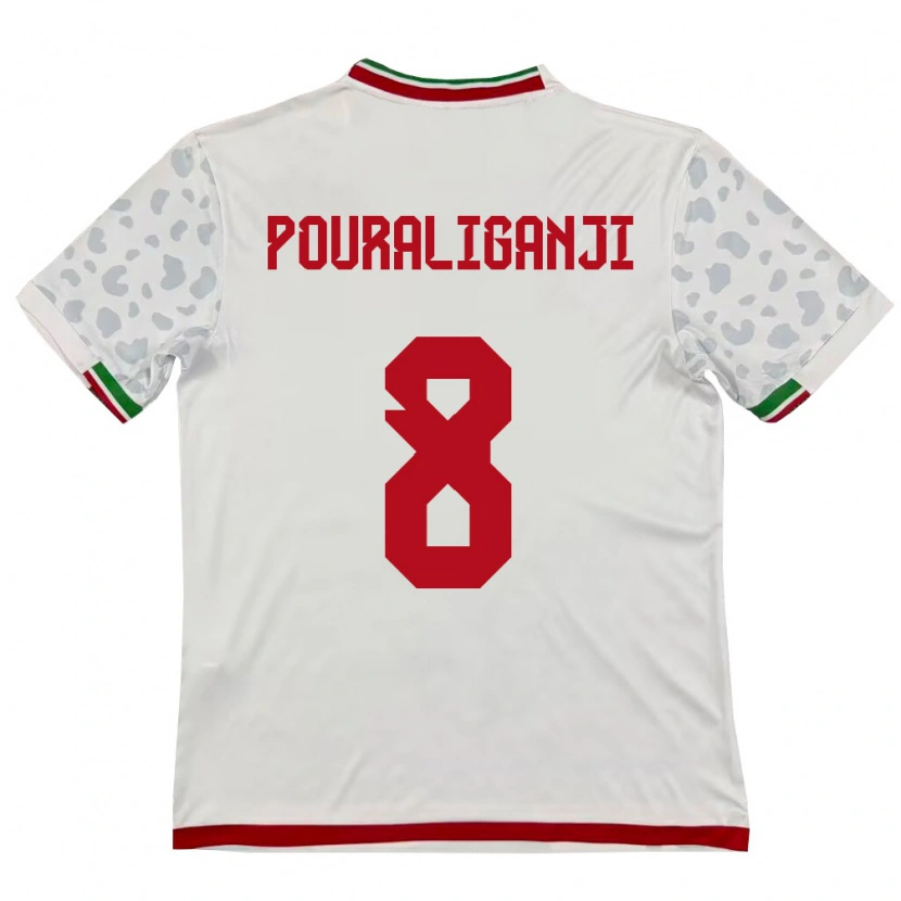Danxen Hombre Camiseta Irán Morteza Pouraliganji #8 Blanco Rojo 1ª Equipación 26-28 La Camisa México