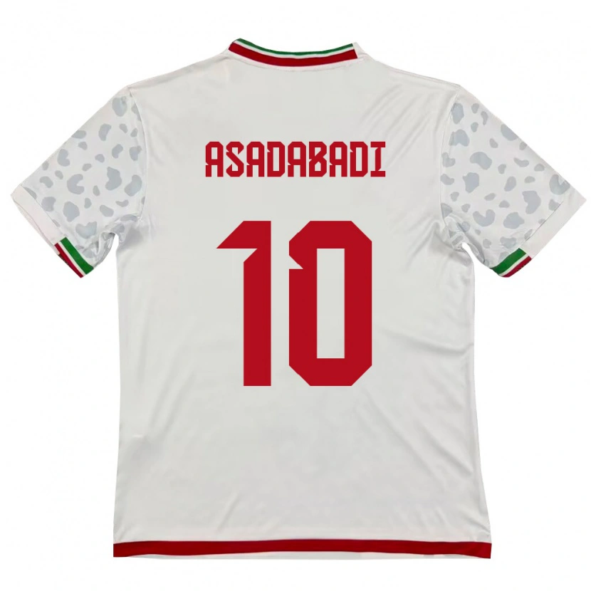 Danxen Hombre Camiseta Irán Alireza Asadabadi #10 Blanco Rojo 1ª Equipación 26-28 La Camisa México