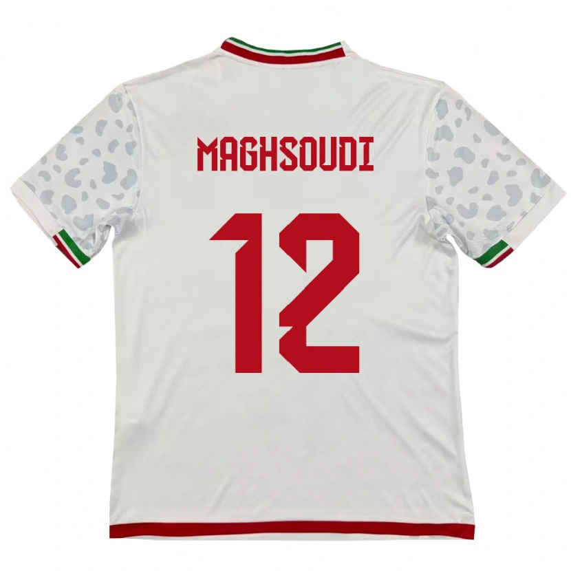 Danxen Hombre Camiseta Irán Amirmehdi Maghsoudi #12 Blanco Rojo 1ª Equipación 26-28 La Camisa México