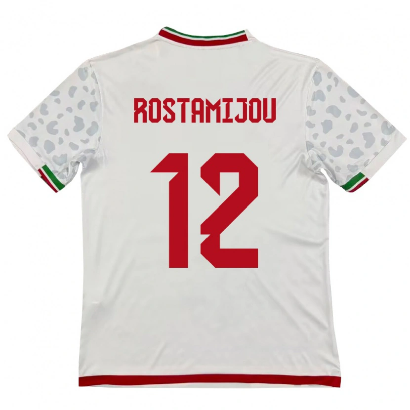 Danxen Hombre Camiseta Irán Alireza Rostamijou #12 Blanco Rojo 1ª Equipación 26-28 La Camisa México