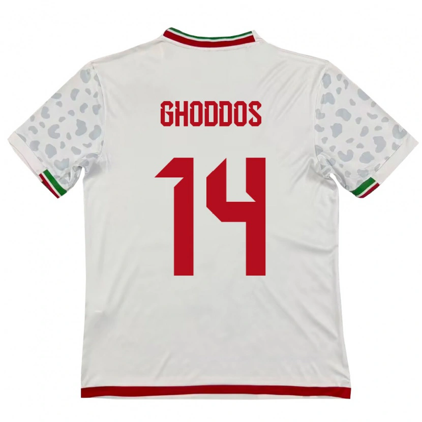 Danxen Hombre Camiseta Irán Saman Ghoddos #14 Blanco Rojo 1ª Equipación 26-28 La Camisa México