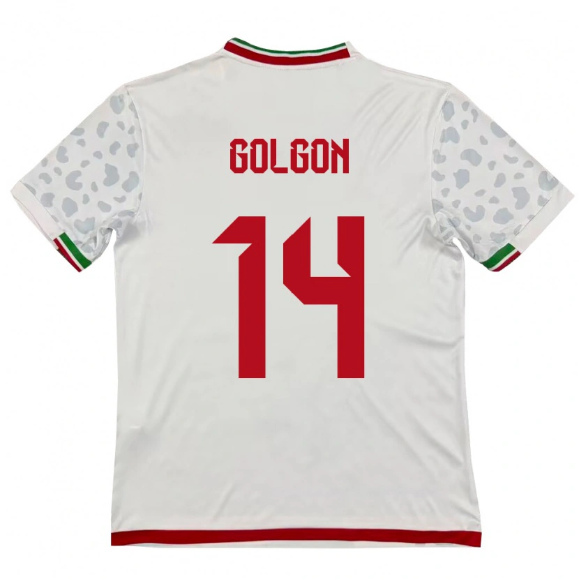 Danxen Hombre Camiseta Irán Sam Golgon #14 Blanco Rojo 1ª Equipación 26-28 La Camisa México