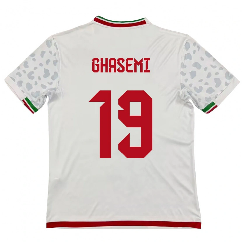 Danxen Hombre Camiseta Irán Mohammad Ghasemi #19 Blanco Rojo 1ª Equipación 26-28 La Camisa México