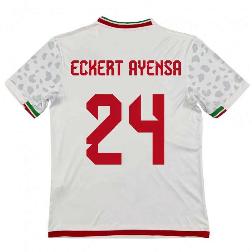 Danxen Hombre Camiseta Irán Dennis Eckert Ayensa #24 Blanco Rojo 1ª Equipación 26-28 La Camisa México