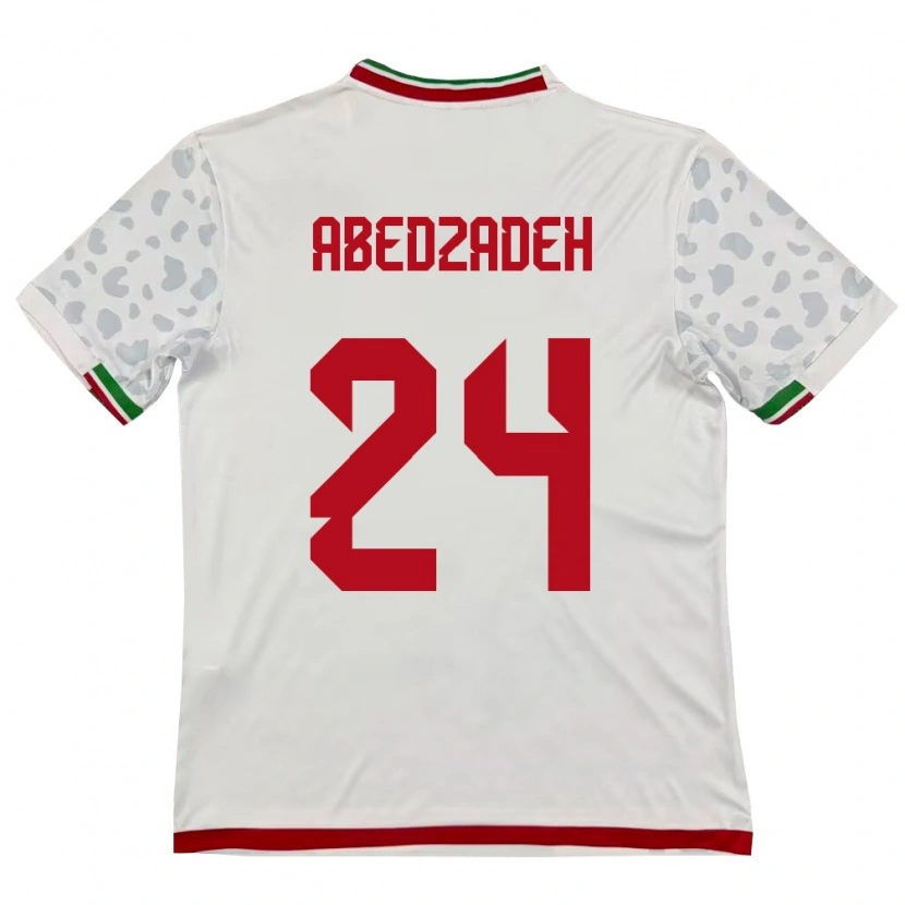 Danxen Hombre Camiseta Irán Amir Abedzadeh #24 Blanco Rojo 1ª Equipación 26-28 La Camisa México