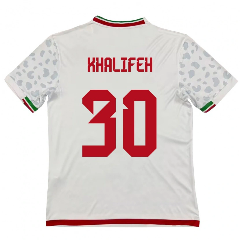 Danxen Hombre Camiseta Irán Mohammad Khalifeh #30 Blanco Rojo 1ª Equipación 26-28 La Camisa México