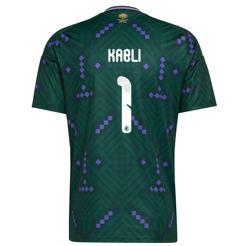 Danxen Hombre Camiseta Arabia Saudita Bader Kabli #1 Verde Púrpura Blanco 1ª Equipación 26-28 La Camisa México