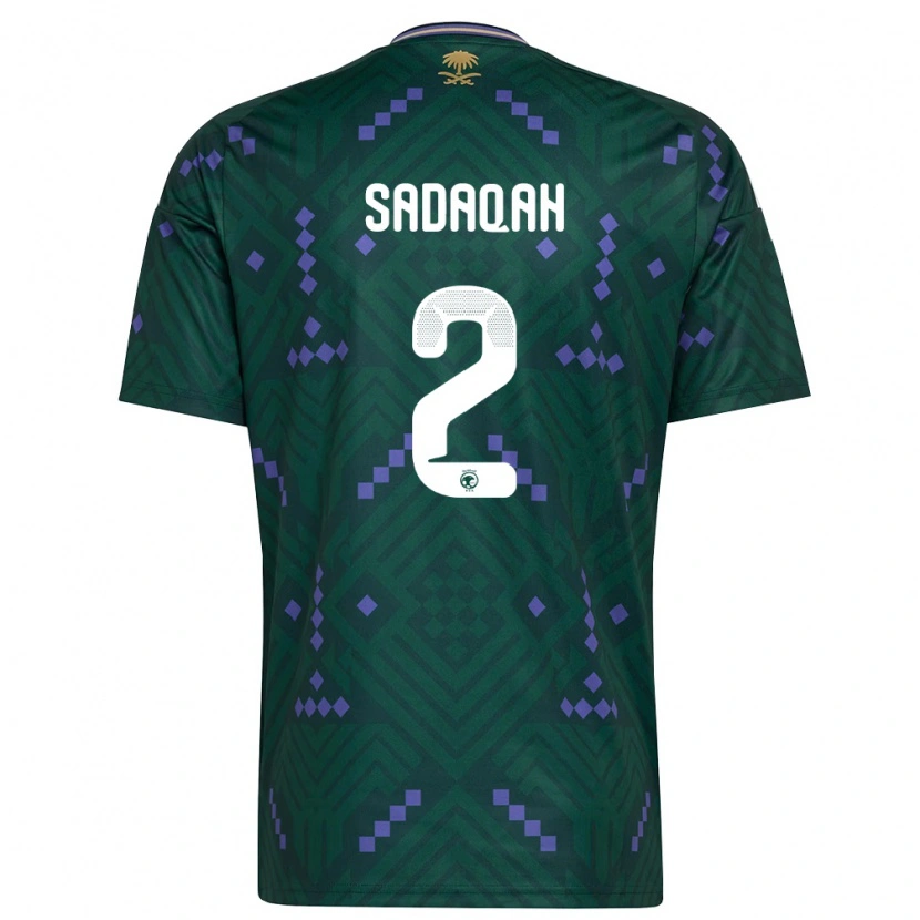 Danxen Hombre Camiseta Arabia Saudita Bayan Sadaqah #2 Verde Púrpura Blanco 1ª Equipación 26-28 La Camisa México