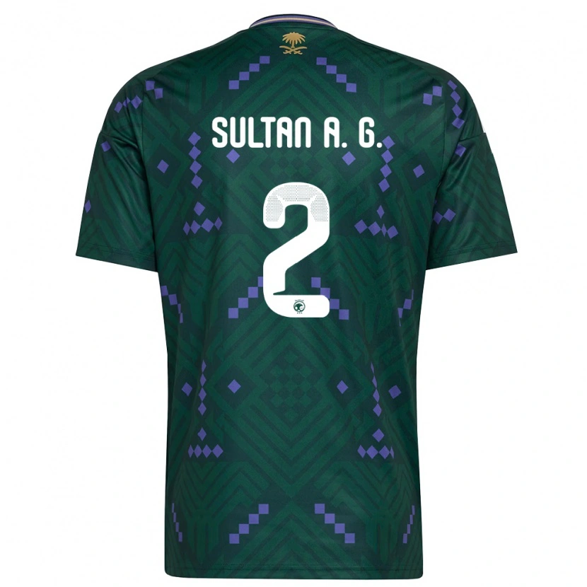 Danxen Hombre Camiseta Arabia Saudita Sultan Al-Ghannam #2 Verde Púrpura Blanco 1ª Equipación 26-28 La Camisa México