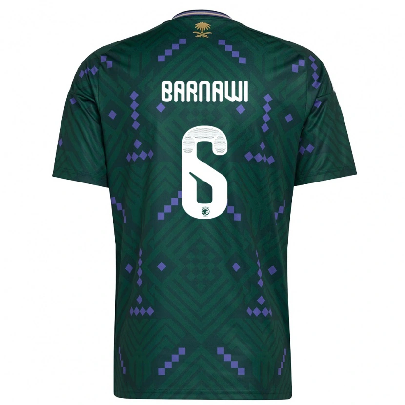 Danxen Hombre Camiseta Arabia Saudita Saleh Barnawi #6 Verde Púrpura Blanco 1ª Equipación 26-28 La Camisa México