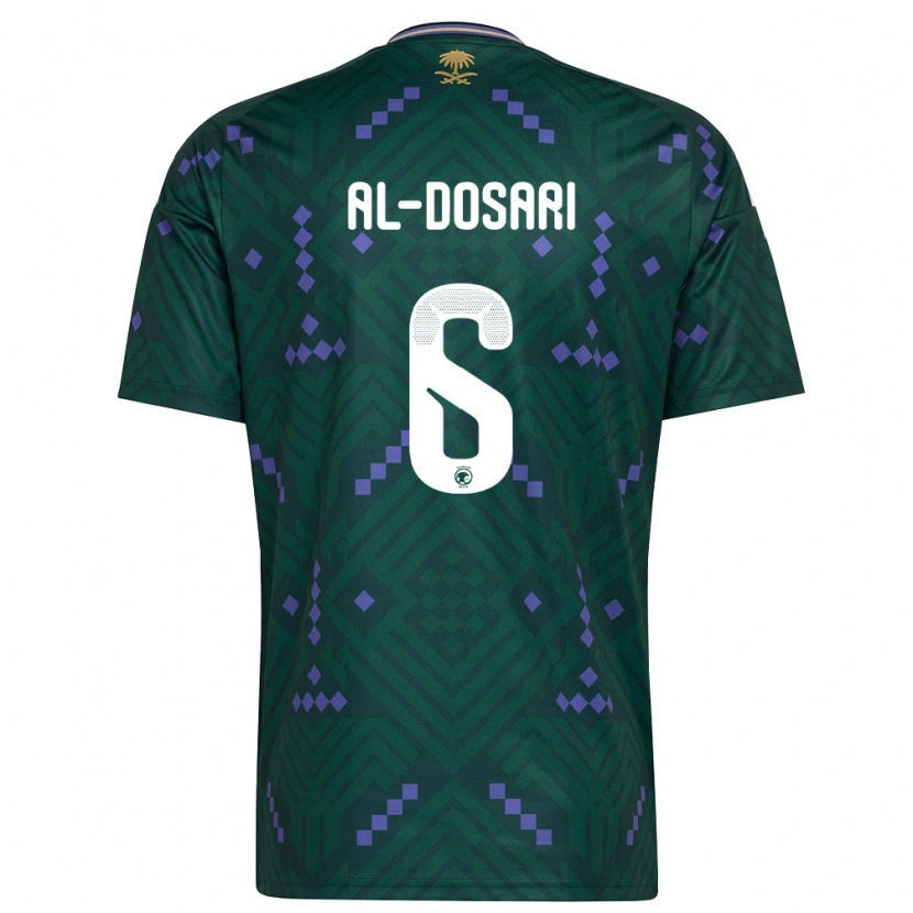 Danxen Hombre Camiseta Arabia Saudita Saeed Al-Dosari #6 Verde Púrpura Blanco 1ª Equipación 26-28 La Camisa México
