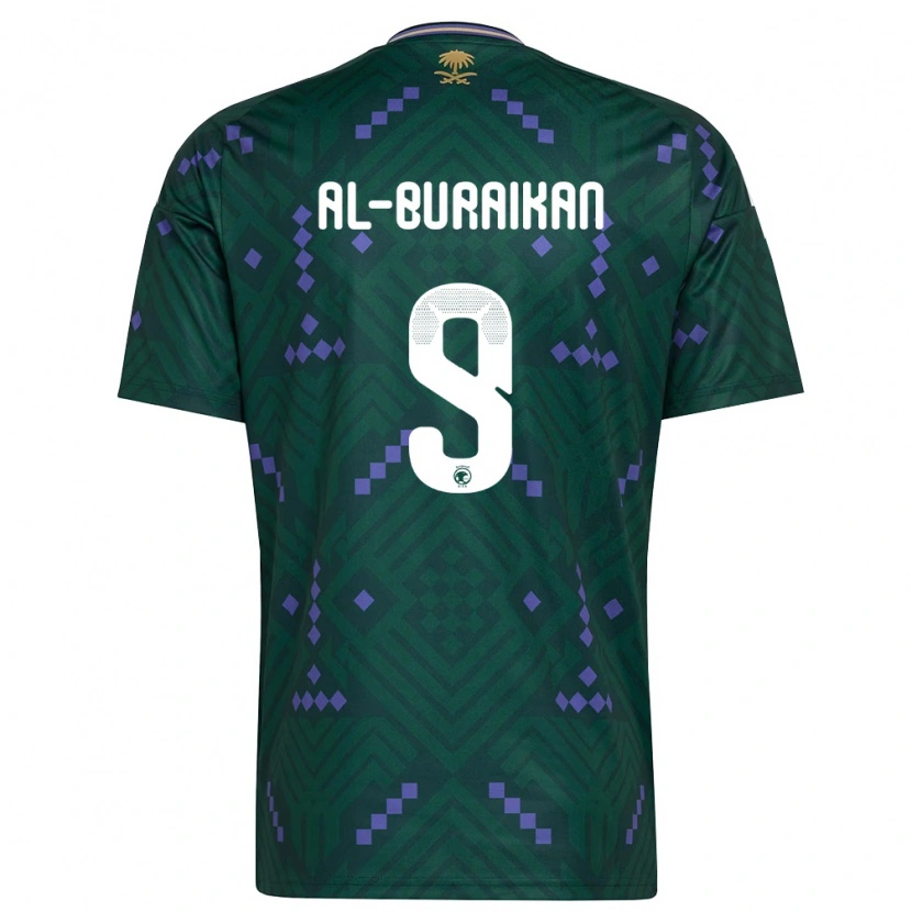 Danxen Hombre Camiseta Arabia Saudita Firas Al-Buraikan #9 Verde Púrpura Blanco 1ª Equipación 26-28 La Camisa México