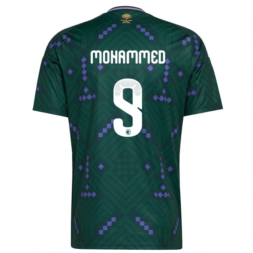 Danxen Hombre Camiseta Arabia Saudita Hamed Mohammed #9 Verde Púrpura Blanco 1ª Equipación 26-28 La Camisa México