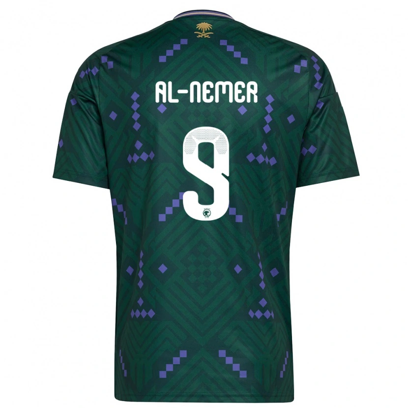 Danxen Hombre Camiseta Arabia Saudita Meshari Al-Nemer #9 Verde Púrpura Blanco 1ª Equipación 26-28 La Camisa México