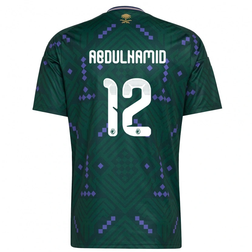 Danxen Hombre Camiseta Arabia Saudita Saud Abdulhamid #12 Verde Púrpura Blanco 1ª Equipación 26-28 La Camisa México