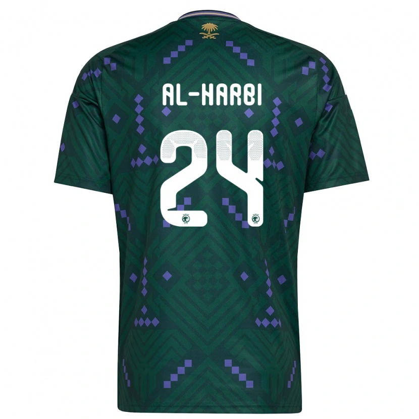 Danxen Hombre Camiseta Arabia Saudita Moteb Al-Harbi #24 Verde Púrpura Blanco 1ª Equipación 26-28 La Camisa México