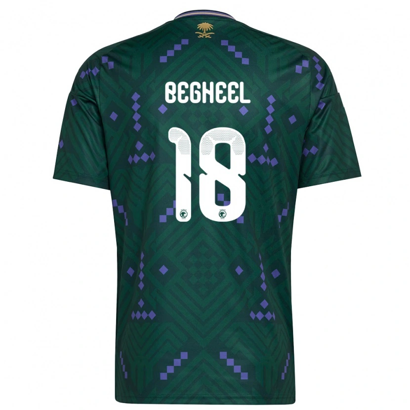 Danxen Hombre Camiseta Arabia Saudita Qasem Begheel #18 Verde Púrpura Blanco 1ª Equipación 26-28 La Camisa México